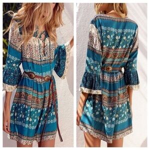 Beautiful Boho Bell Sleeve Dress